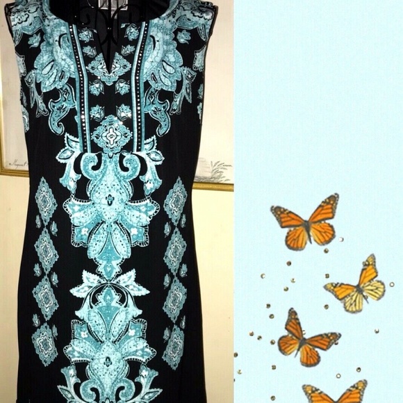 JM COLL. PAISLEY PRINT SILKY KNIT SHIFT DRESS~PS - Picture 1 of 6